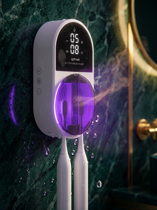 UV-C Toothbrush fresh Holder | Wall Mounted, No-Drill, USB Rechargeable