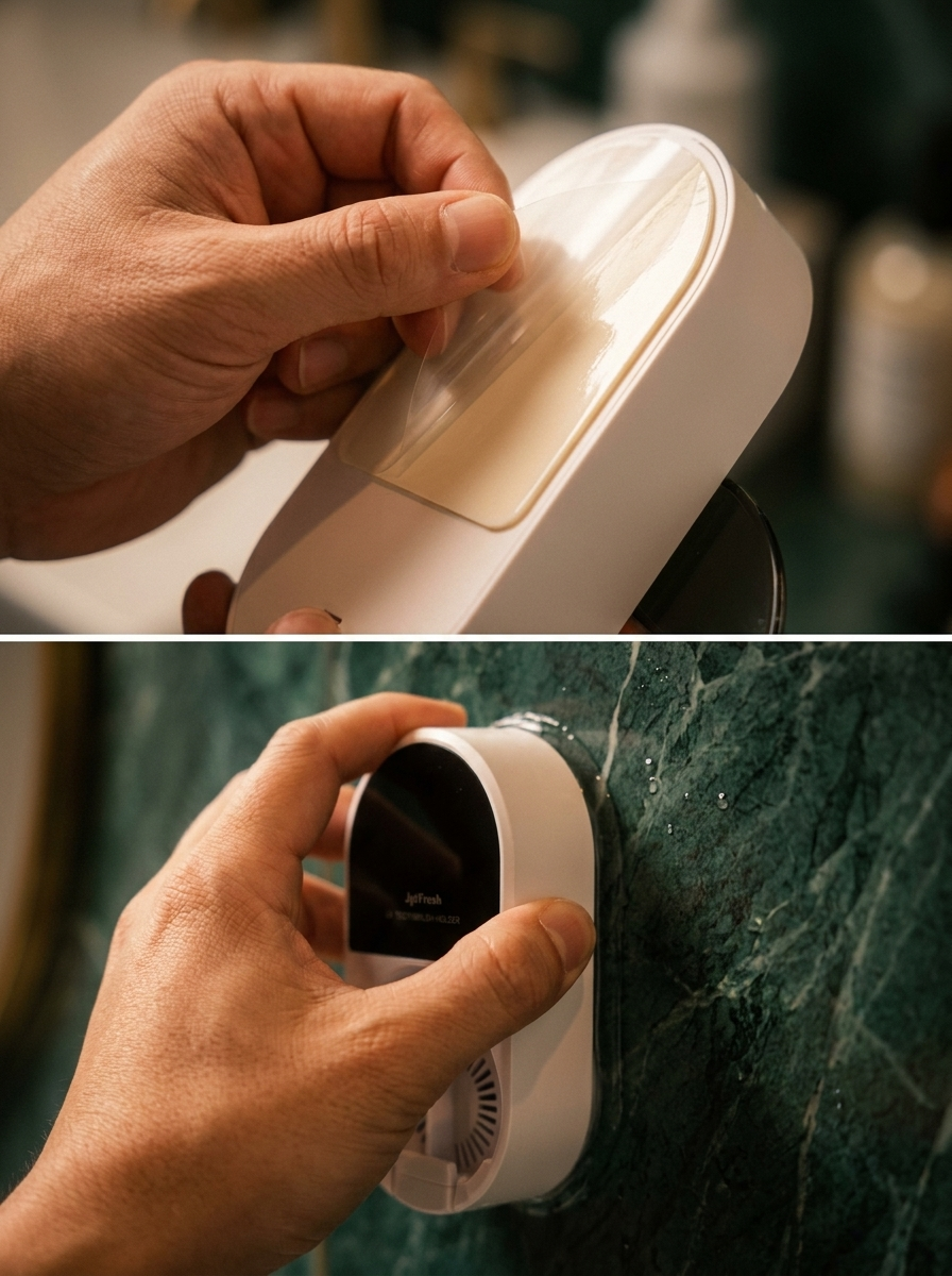 UV-C Toothbrush Sanitizer Holder | Wall Mounted, No-Drill, USB Rechargeable 